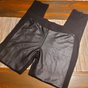 Express Faux Leather and Knit Leggings Large Black